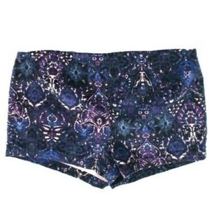 Anthropologie Ecoté Blue Purple Paisley Velour Stretched Shorts 6